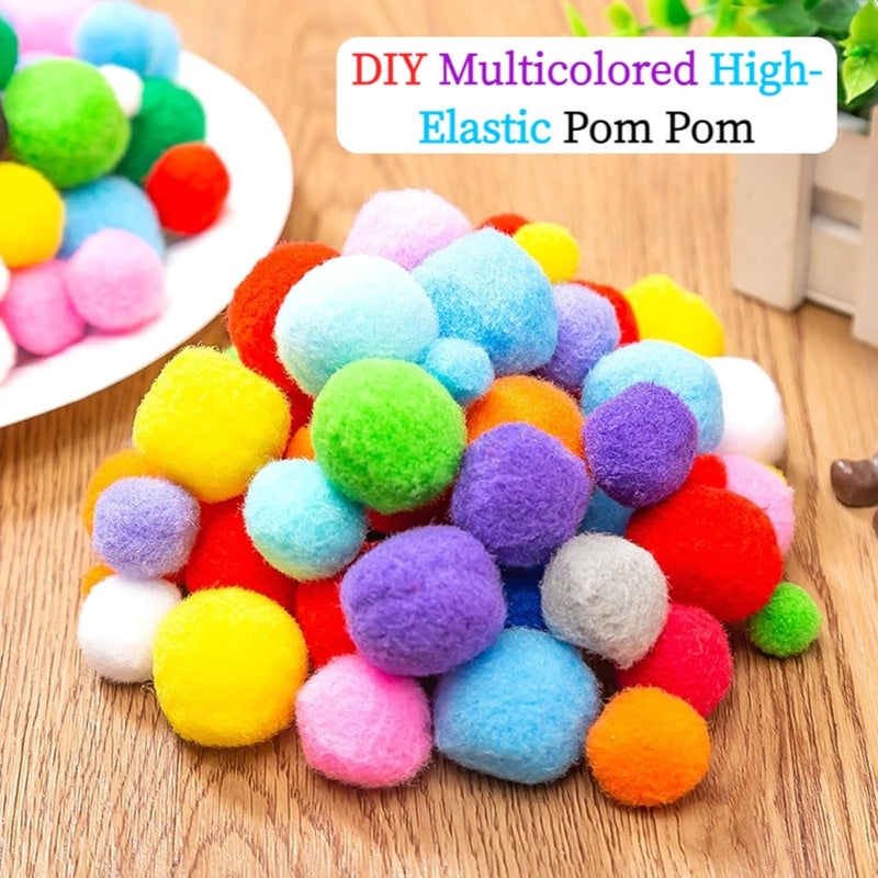 Vesslam [400 pcs] - 300 Pieces 1 Inch Assorted Pompoms with 100pieces 0.3 Inch Wiggle Eyes Multicolor Arts and Crafts Pom Poms Balls for Kids DIY Art Creative Crafts Decorations (Multi-Colored) - Image 3
